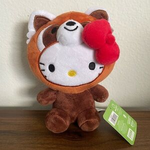 BRAND NEW 6 Inch Hello Kitty in Red Panda Raccoon Costume Plushie NWT